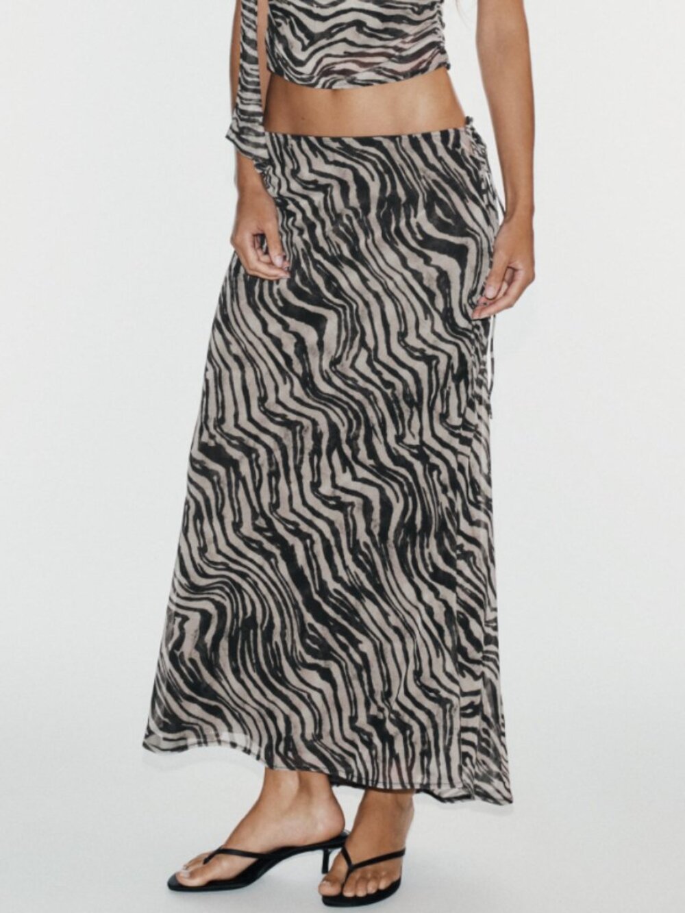 NWT Zara Animal Print Tie Midi Skirt - Size M